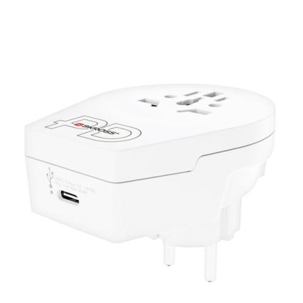Reseadapter Europe USB C20PD för utländska besökare i Tjeckien, USB‑C 20W, typ E/F