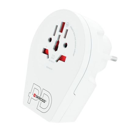 Reseadapter Europe USB C20PD för utländska besökare i Tjeckien, USB‑C 20W, typ E/F