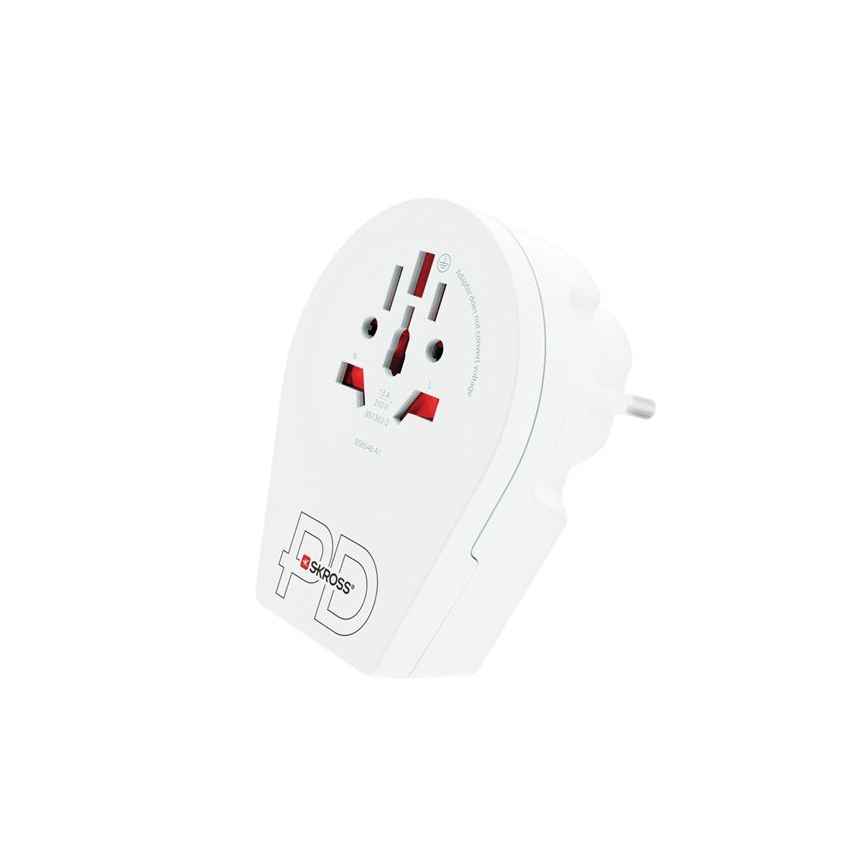 Reseadapter Europe USB C20PD för utländska besökare i Tjeckien, USB‑C 20W, typ E/F