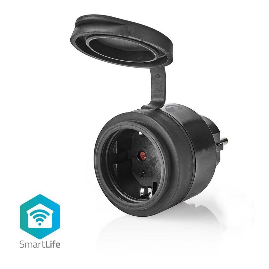 Smart eluttag 3680W/230V/Schuko Typ F/16A Wi-Fi IP44 svart