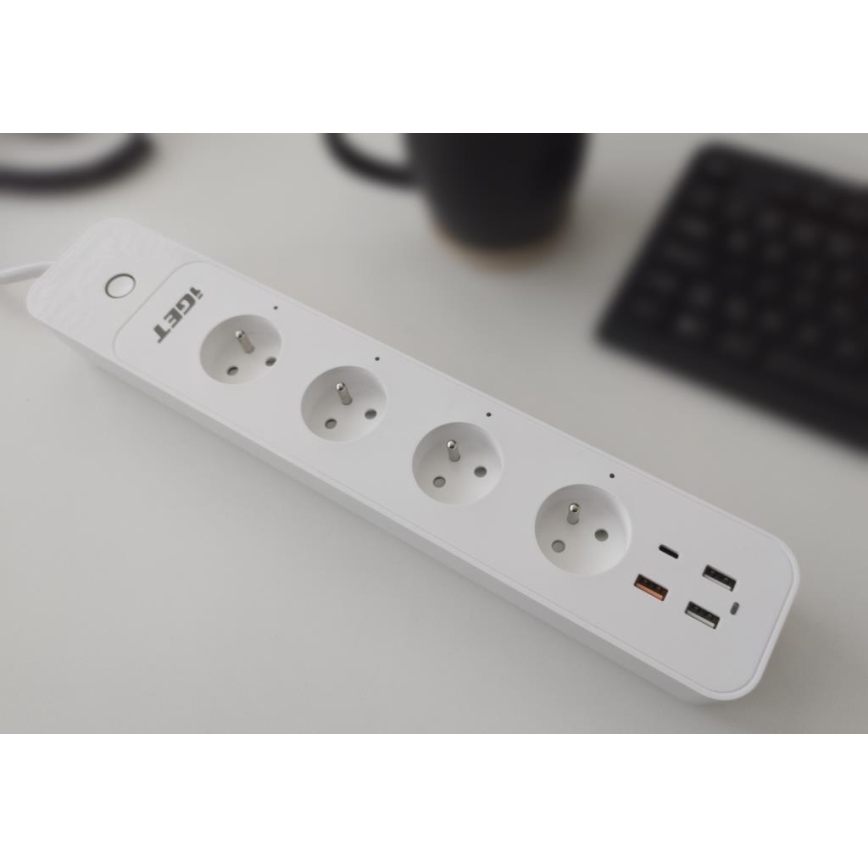 Smart extension kabel med strömbrytare 1,5 m 4Z + 4xUSB Wi-Fi