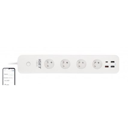 Smart extension kabel med strömbrytare 1,5 m 4Z + 4xUSB Wi-Fi