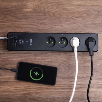 Smart förlängning kabel med brytare GoSmart 4Z + 1xUSB-A + 1xUSB-C 2 m Wi-Fi Tuya