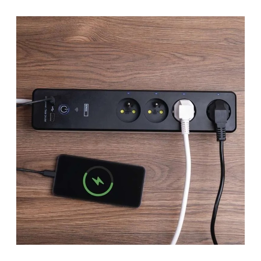 Smart förlängning kabel med brytare GoSmart 4Z + 1xUSB-A + 1xUSB-C 2 m Wi-Fi Tuya