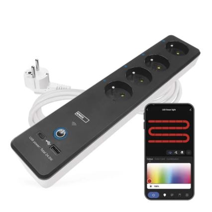 Smart förlängning kabel med brytare GoSmart 4Z + 1xUSB-A + 1xUSB-C 2 m Wi-Fi Tuya