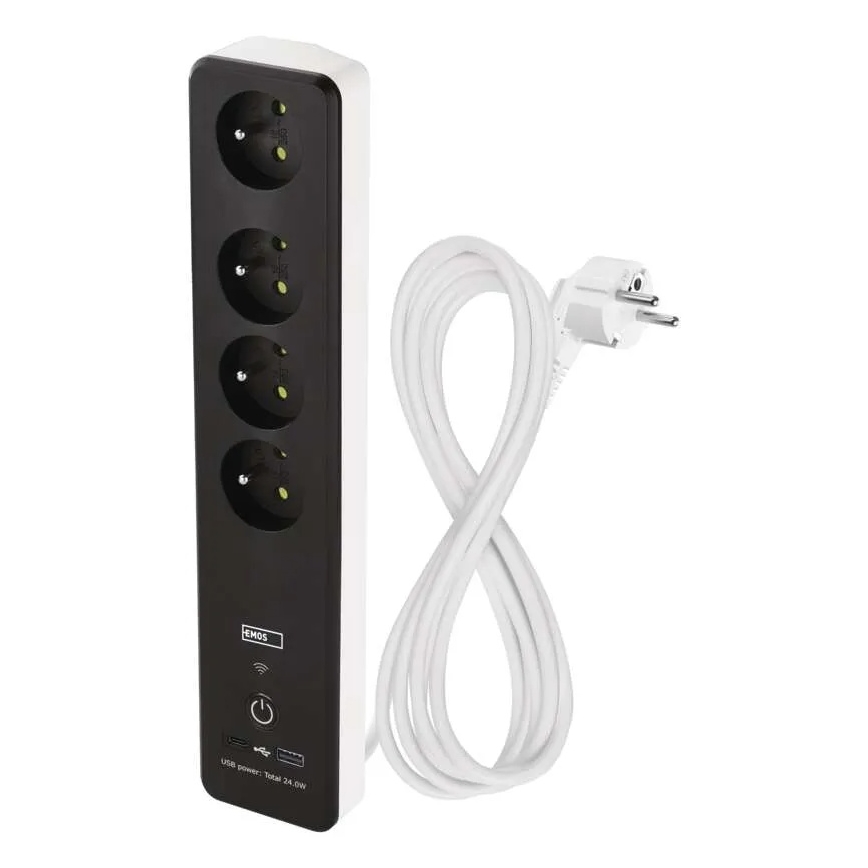 Smart förlängning kabel med brytare GoSmart 4Z + 1xUSB-A + 1xUSB-C 2 m Wi-Fi Tuya