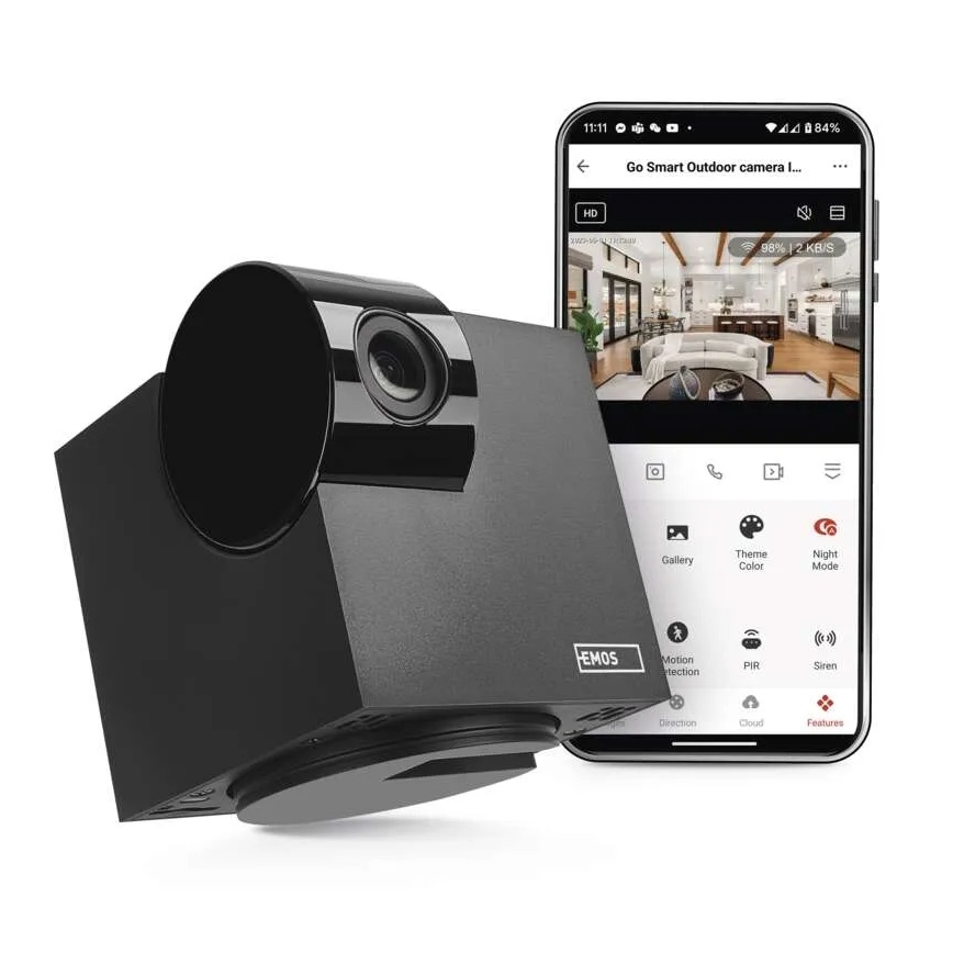 Smart inomhus roterande kamera med rörelsesensor GoSmart 5V Wi-Fi Tuya svart
