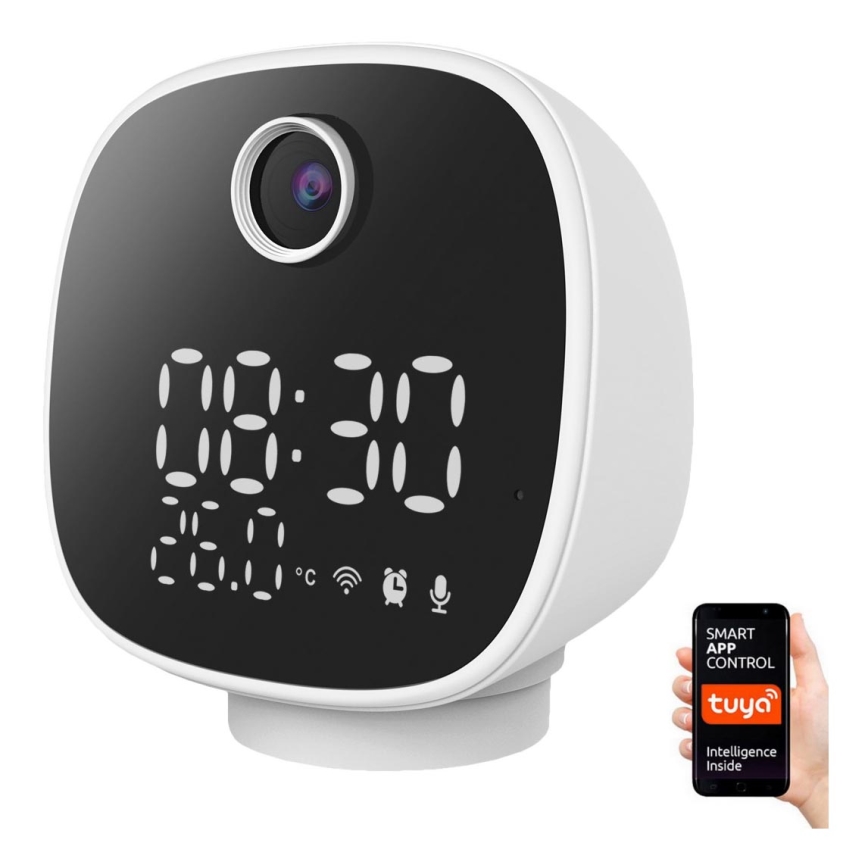 Smart kamera med väckarklocka, termometer och LED-ljus 1296p 3Mpx 5V Wi-Fi Tuya IP65