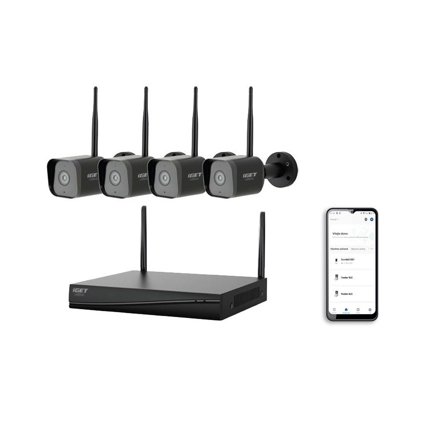 Smart kamera system + 4x kamera med sensor 2K+ 12V IP65 Wi-Fi