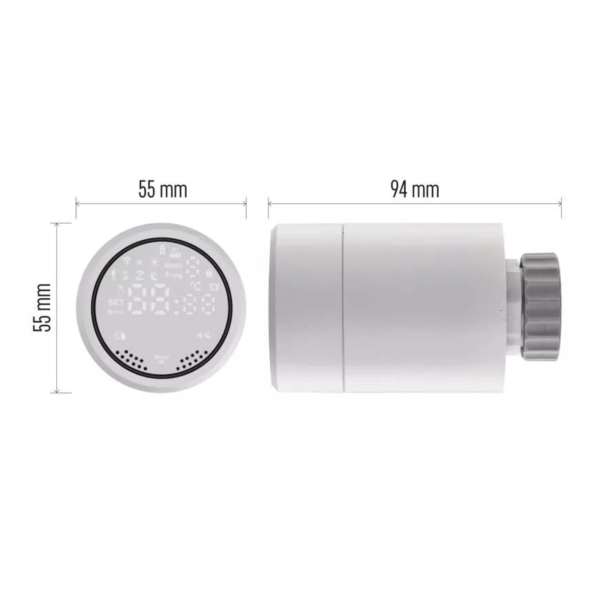 Smart termostathuvud med LCD display GoSmart M30x1,5 2xAA/1,5V Tuya
