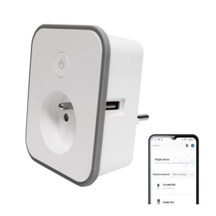 Smart uttag med energimätning 3680W/230V + 2xUSB/12W/5V Wi-Fi