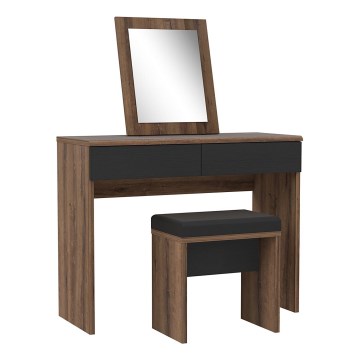 Sminkbord JUNO + pall 45x29,6 cm brun/svart