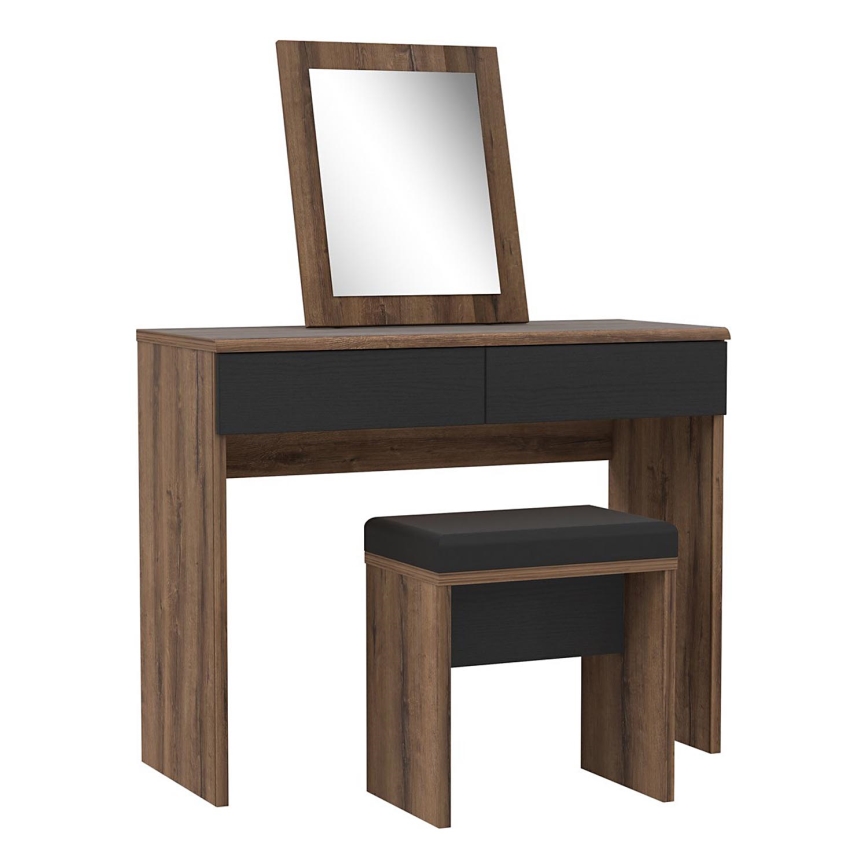 Sminkbord JUNO + pall 45x29,6 cm brun/svart