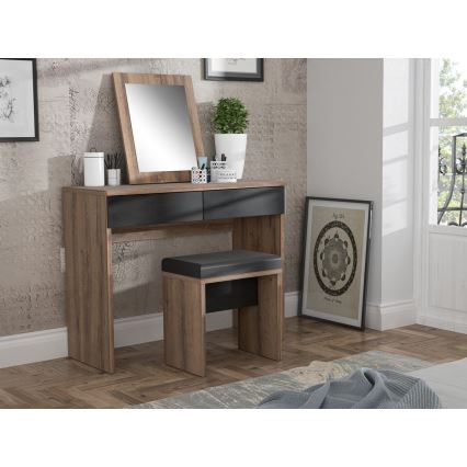 Sminkbord JUNO + pall 45x29,6 cm brun/svart