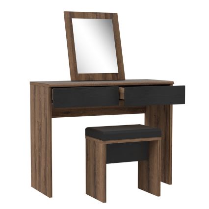 Sminkbord JUNO + pall 45x29,6 cm brun/svart