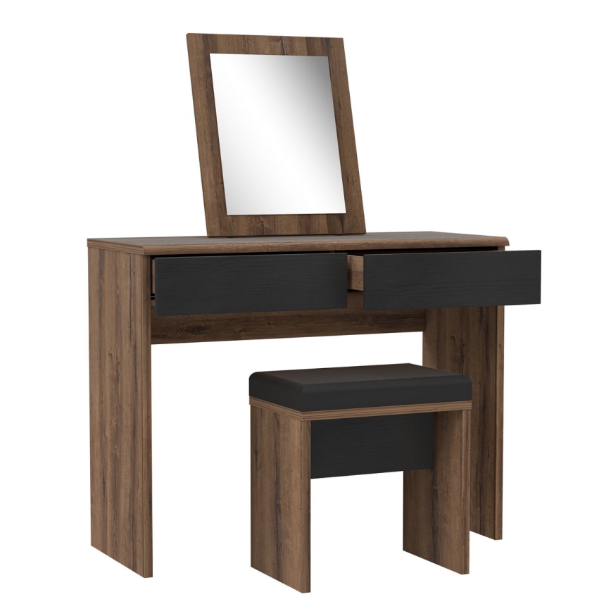 Sminkbord JUNO + pall 45x29,6 cm brun/svart