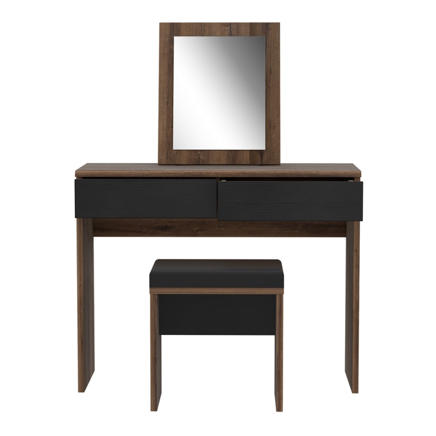 Sminkbord JUNO + pall 45x29,6 cm brun/svart
