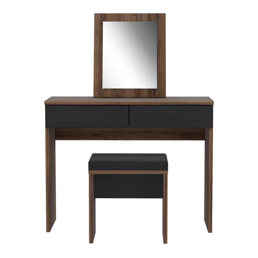 Sminkbord JUNO + pall 45x29,6 cm brun/svart