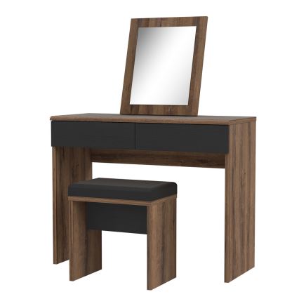 Sminkbord JUNO + pall 45x29,6 cm brun/svart