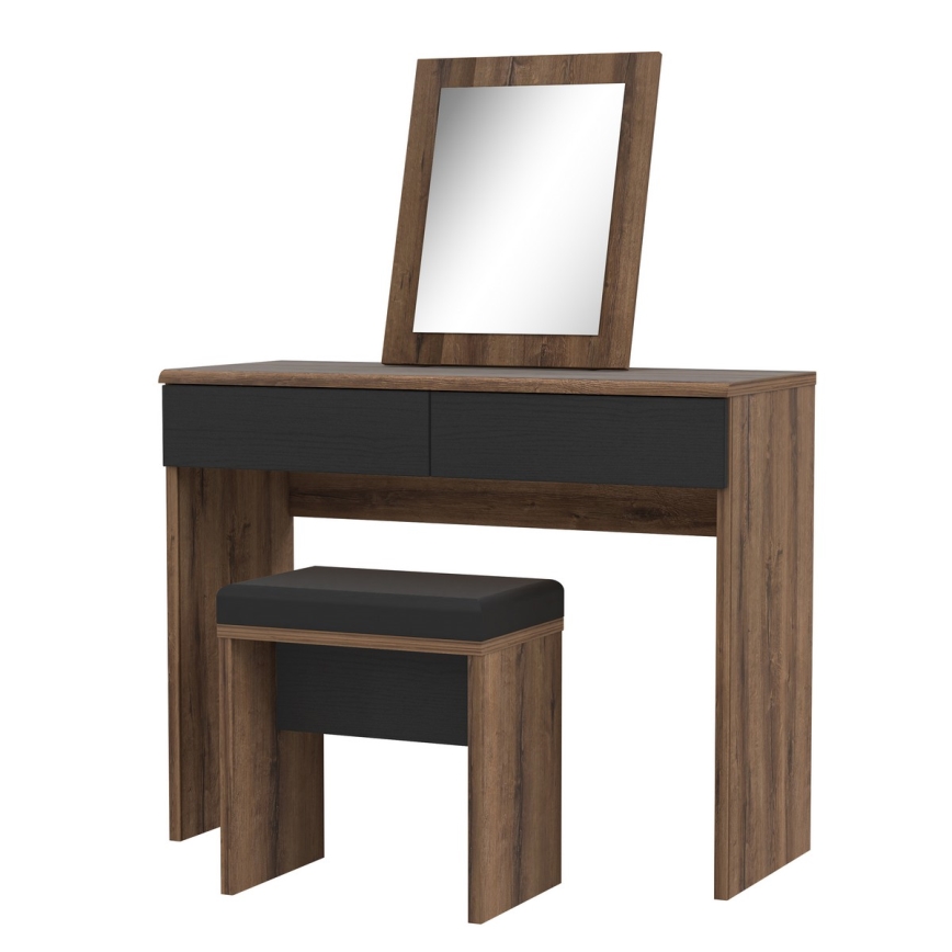 Sminkbord JUNO + pall 45x29,6 cm brun/svart