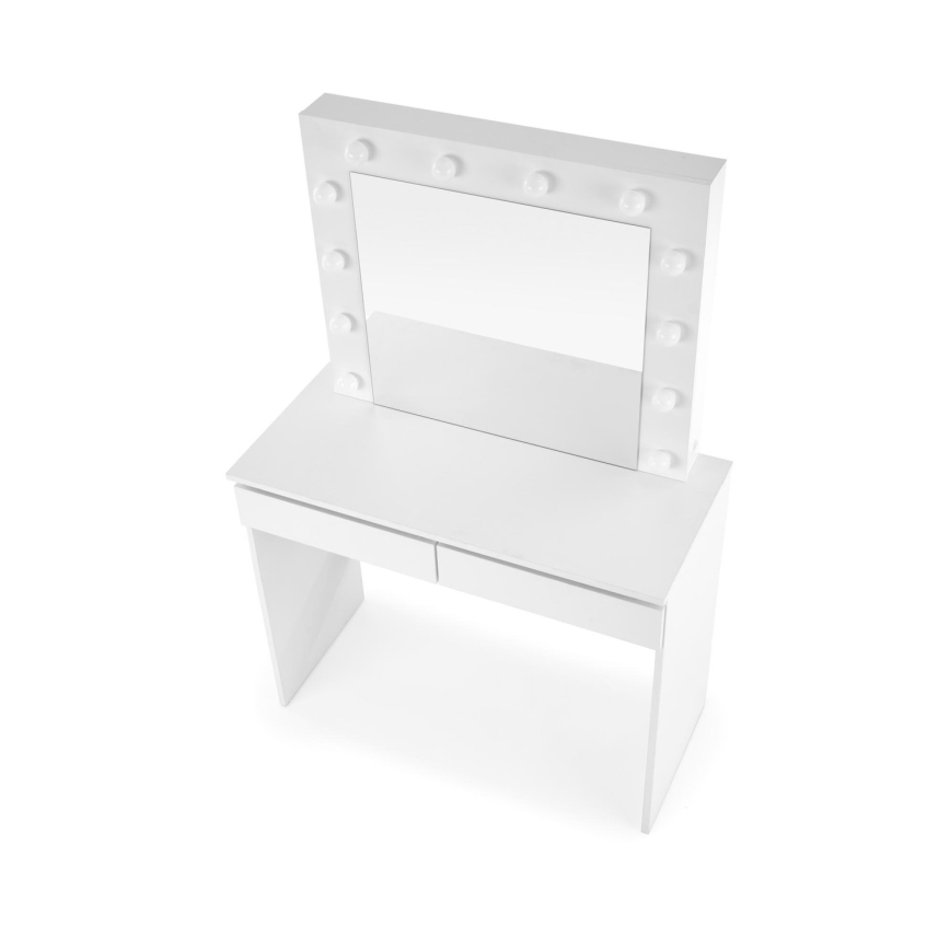 Sminkbord med LED-belysning HOLLYWOOD 140x94 cm vit