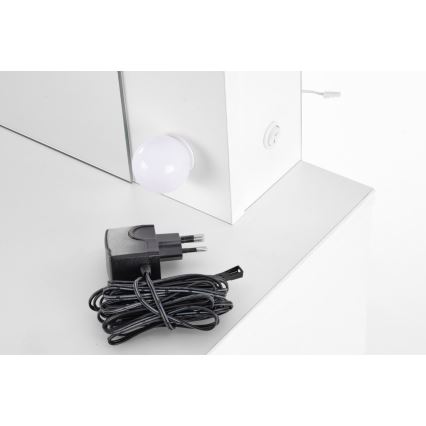 Sminkbord med LED-belysning HOLLYWOOD 140x94 cm vit