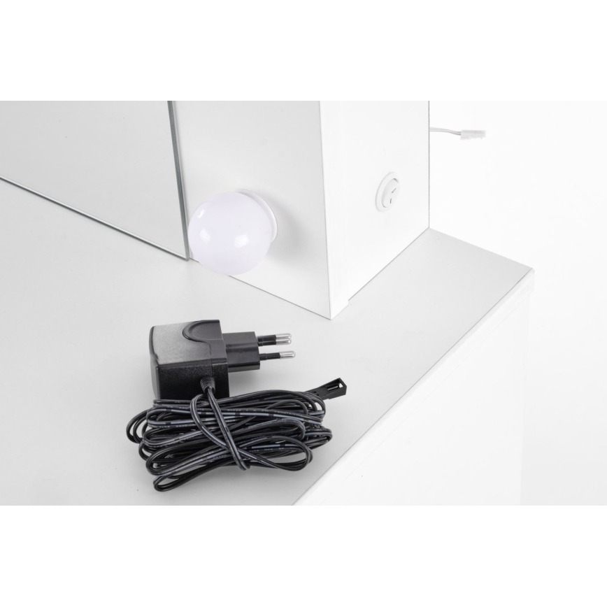 Sminkbord med LED-belysning HOLLYWOOD 140x94 cm vit