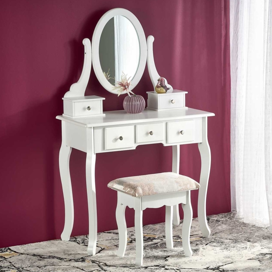 Sminkbord SARA 80x130 cm + stool 45x37 cm vit