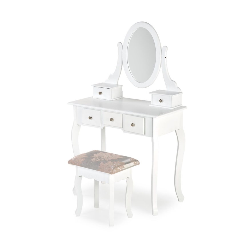 Sminkbord SARA 80x130 cm + stool 45x37 cm vit