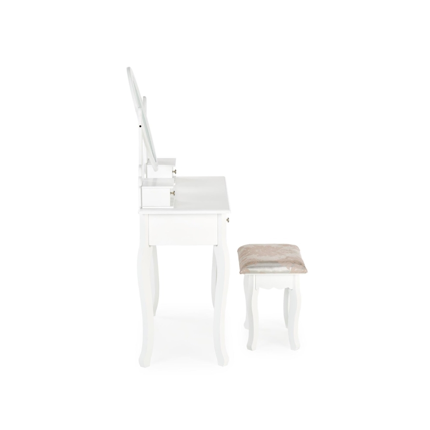 Sminkbord SARA 80x130 cm + stool 45x37 cm vit