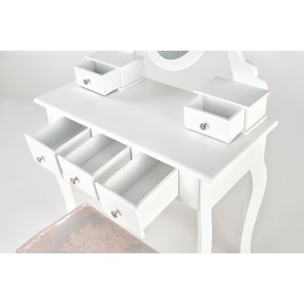 Sminkbord SARA 80x130 cm + stool 45x37 cm vit