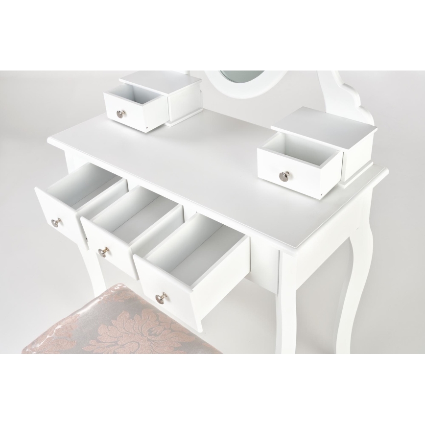 Sminkbord SARA 80x130 cm + stool 45x37 cm vit