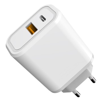 Snabbladdningsadapter Power Delivery 30W USB-C + USB-A vit