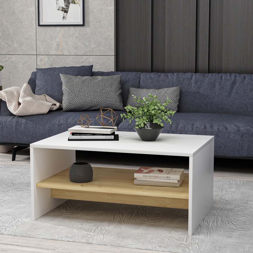 Soffbord APOLLON 47x90 cm beige/vit