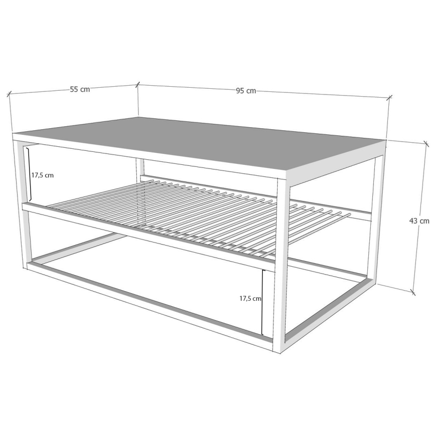 Soffbord ASUDE 43x95 cm svart/vit