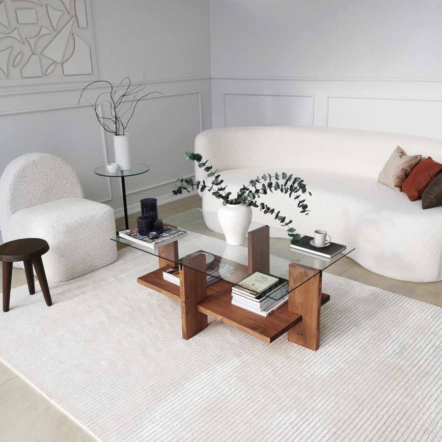 Soffbord BABYLON 40x105 cm brun/genomskinlig