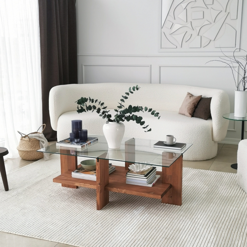 Soffbord BABYLON 40x105 cm brun/genomskinlig