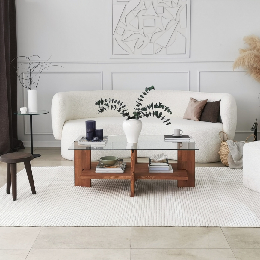 Soffbord BABYLON 40x105 cm brun/genomskinlig