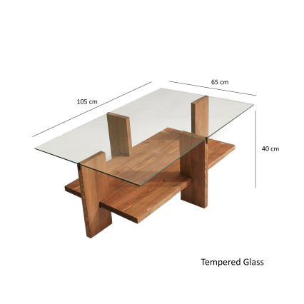 Soffbord BABYLON 40x105 cm brun/genomskinlig