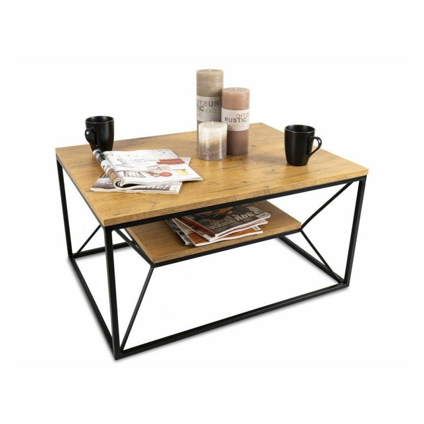 Soffbord BASICLOFT 40x80 cm svart/brun