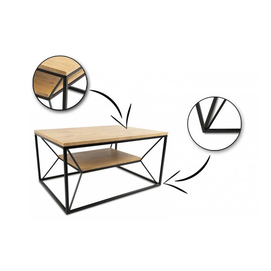 Soffbord BASICLOFT 40x80 cm svart/brun