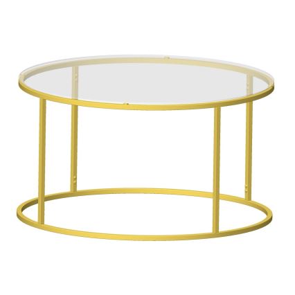 Soffbord BERLIN 80x45 cm guld/genomskinlig