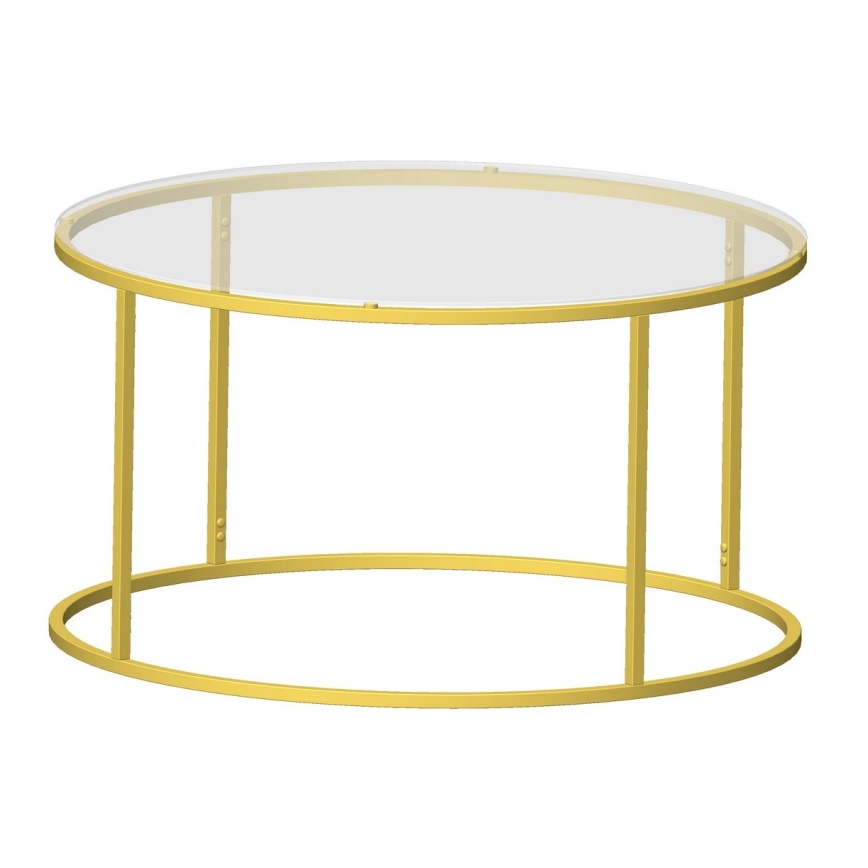 Soffbord BERLIN 80x45 cm guld/genomskinlig