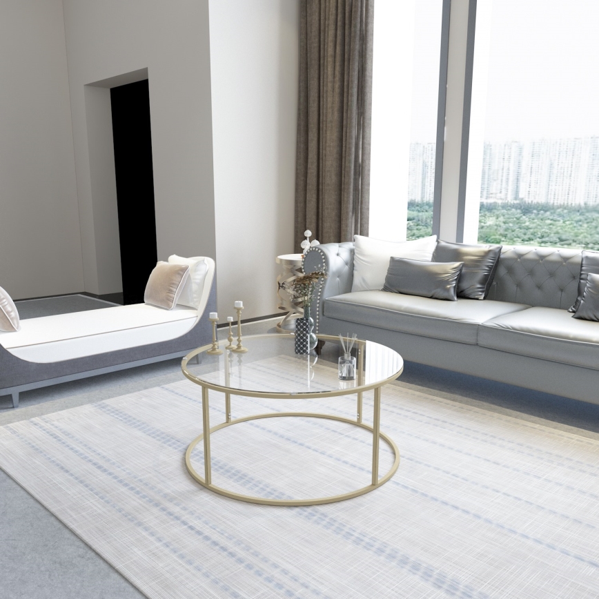 Soffbord BERLIN 80x45 cm guld/genomskinlig