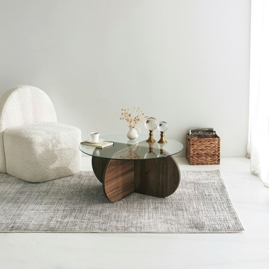 Soffbord BUBBLE 35x75 cm brun/genomskinlig
