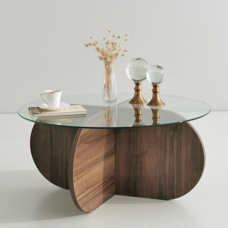 Soffbord BUBBLE 35x75 cm brun/genomskinlig
