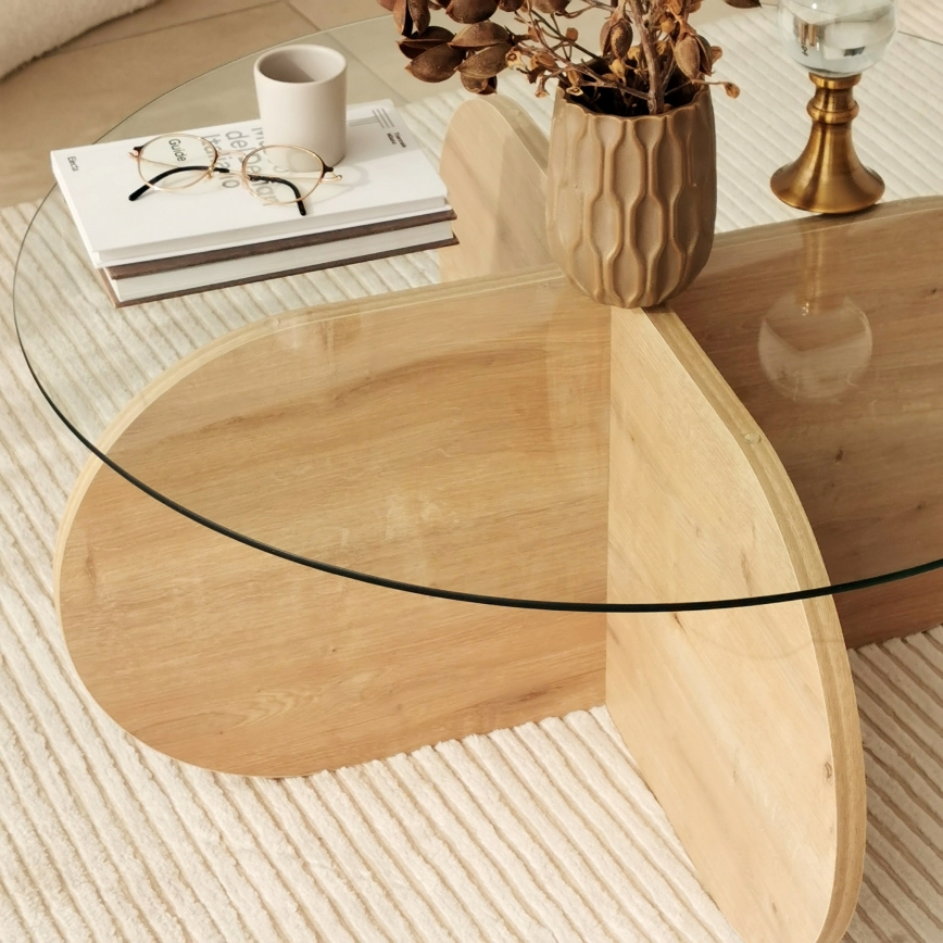 Soffbord BUBBLE 35x75 cm brun/genomskinlig