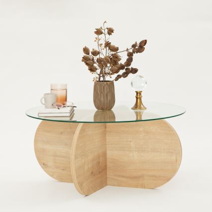 Soffbord BUBBLE 35x75 cm brun/genomskinlig
