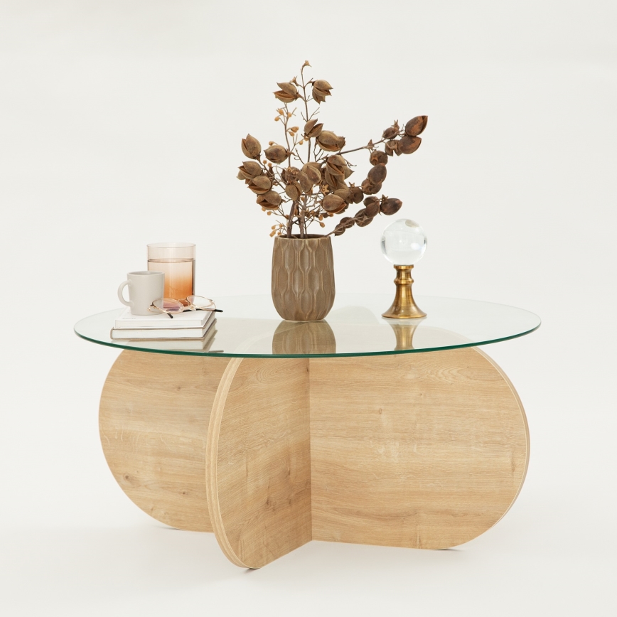 Soffbord BUBBLE 35x75 cm brun/genomskinlig