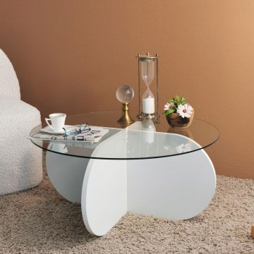 Soffbord BUBBLE 35x75 cm vit/genomskinlig